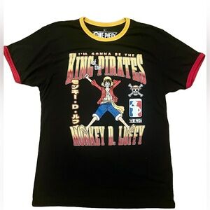 One Piece Black and Red Short Sleeve Tee LG